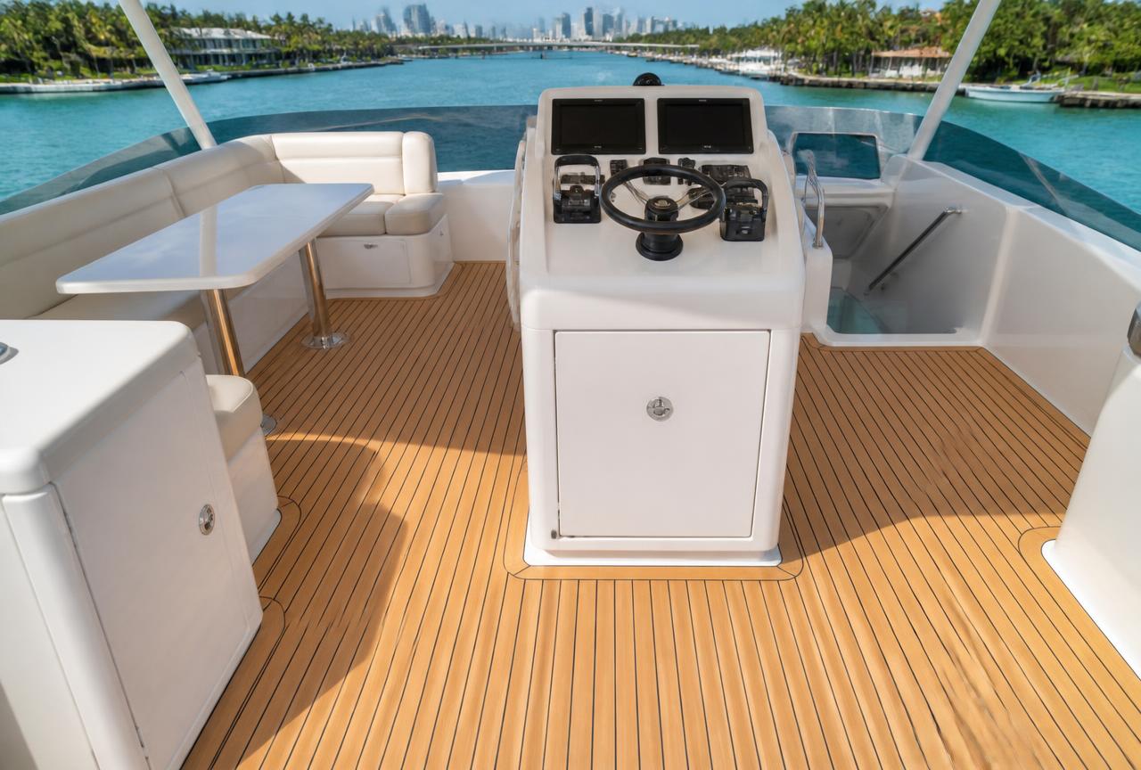 Flybridge helm deck after