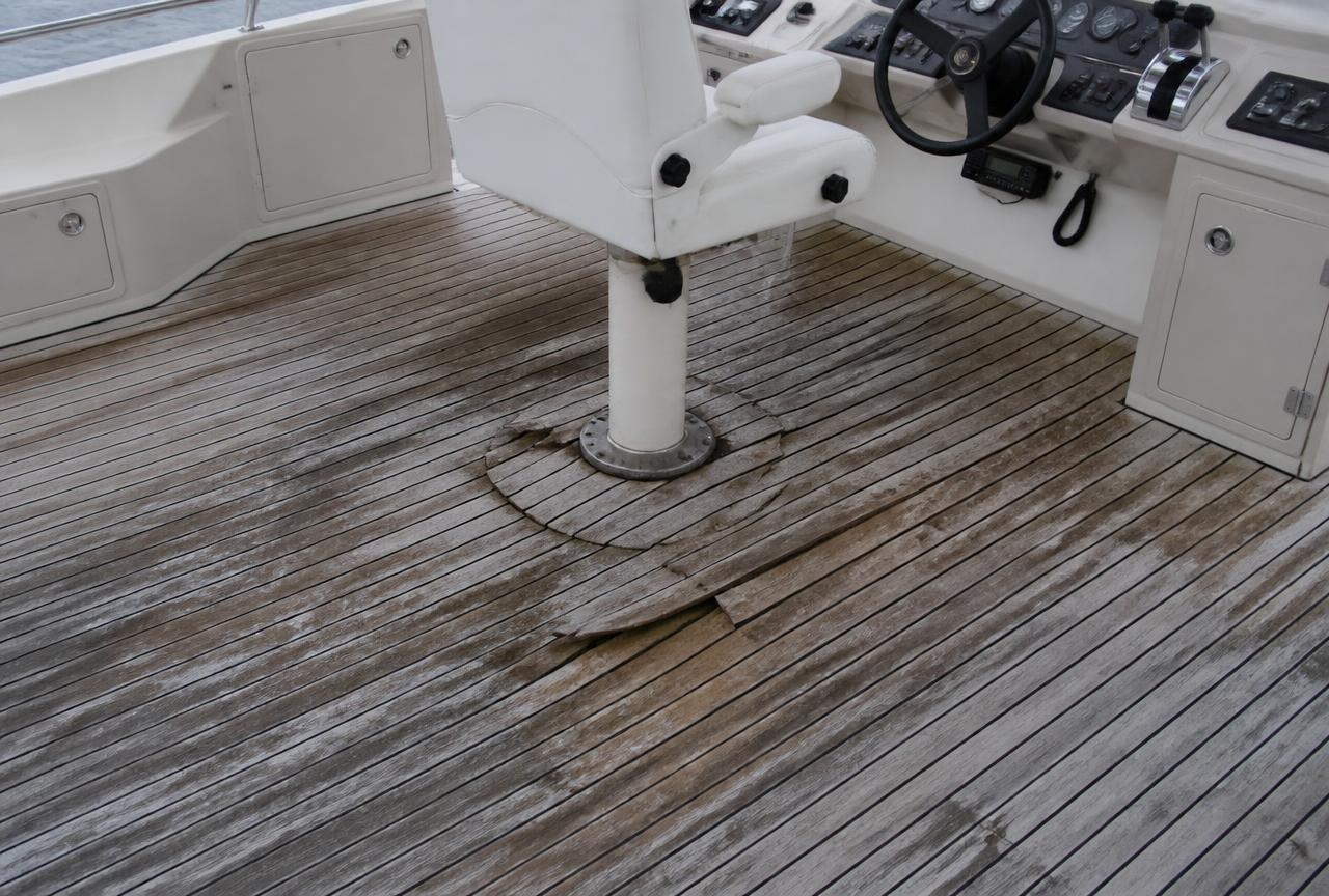 Flybridge helm deck before