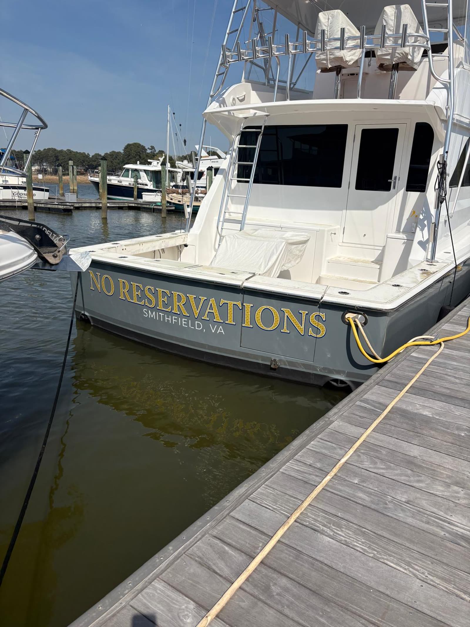 Sportfish cockpit with old teak removed