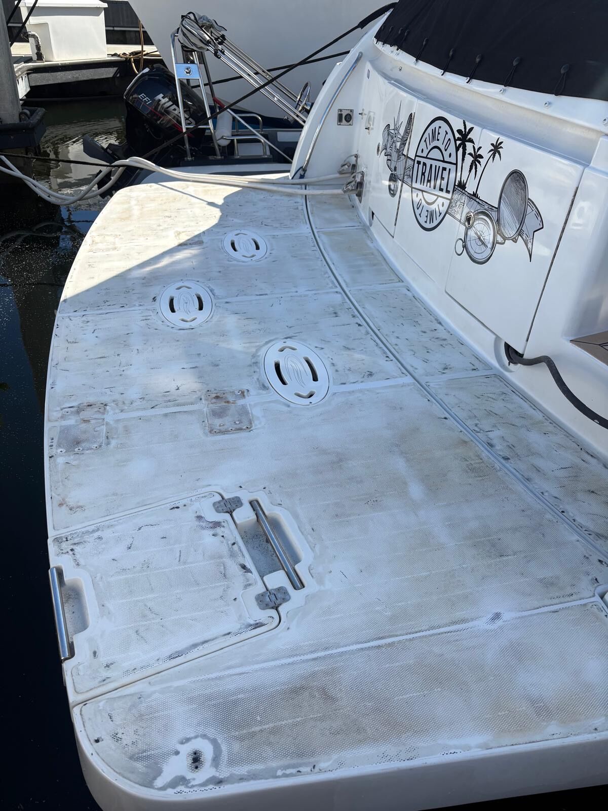 Bow sun pad deck before